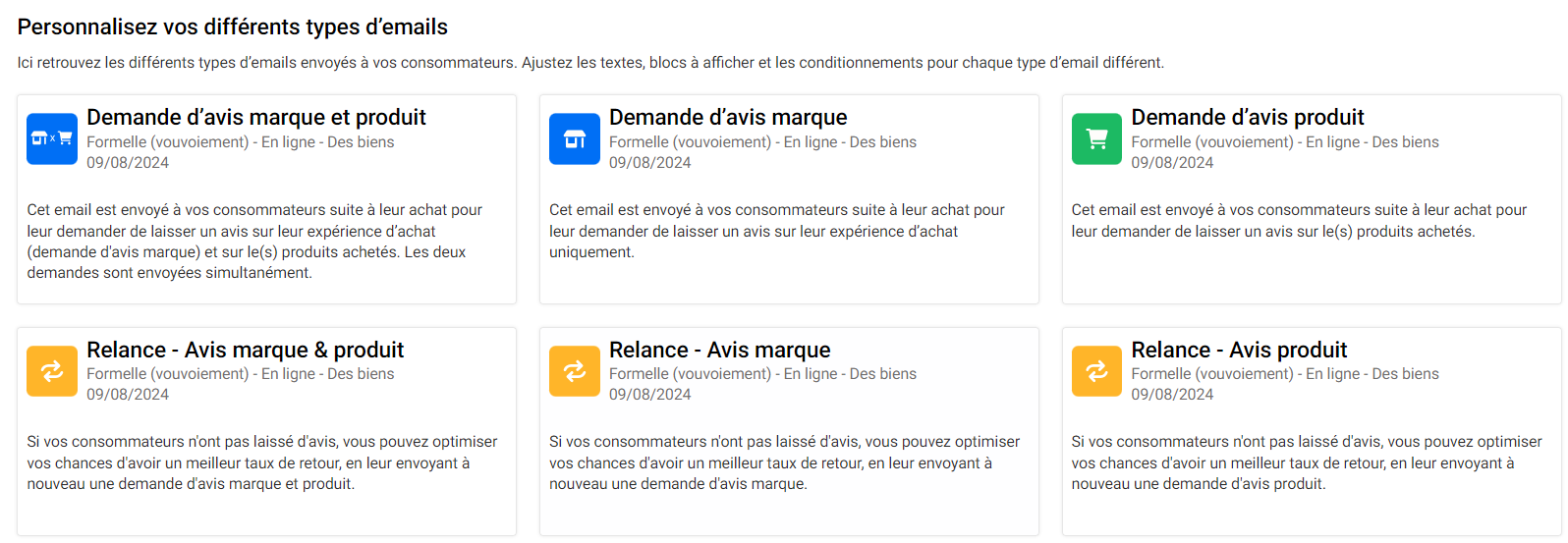 Correos electrónicos configurables